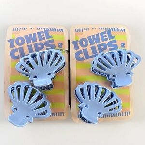 Shell Beach Towel Clips Set of 4 Pool Chair Clips Blue